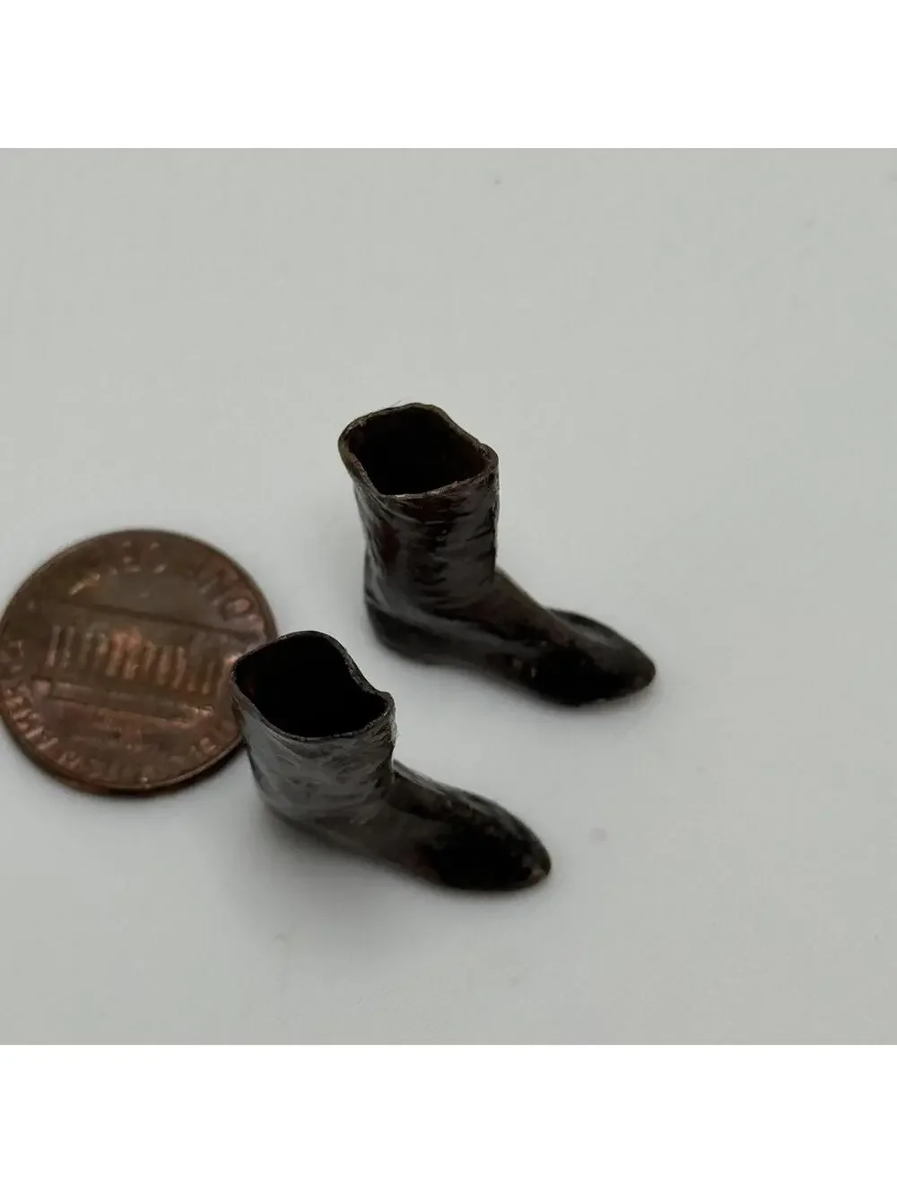 Miniature Work Boots Dollhouse Brown Victorian Men's Dress Shoes‎ Dark Brown